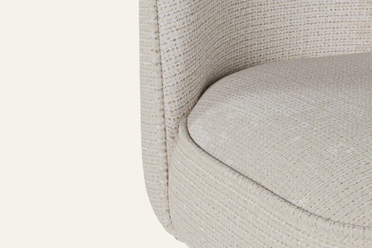 The Deiva Counter Stool, close-up of the beige upholstery