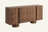 The Faenza Sideboard in walnut, walnut sideboard on round pillar feet, studio view