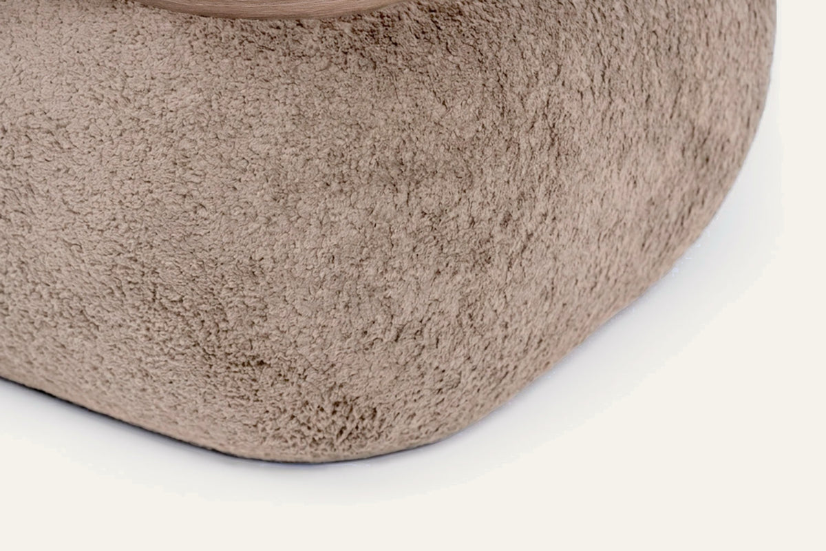 The Gallipoli Pouffe, close-up of the plush fabric