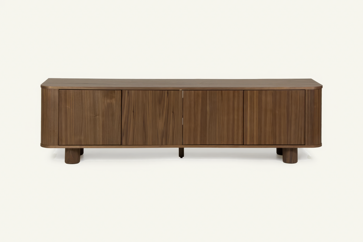 The Menton TV Unit in walnut, front view