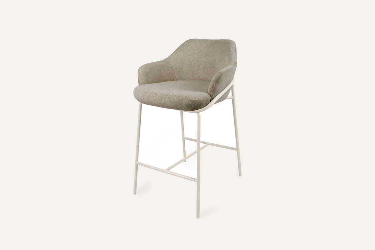 The Moneglia Counter Stool in taupe with beige legs