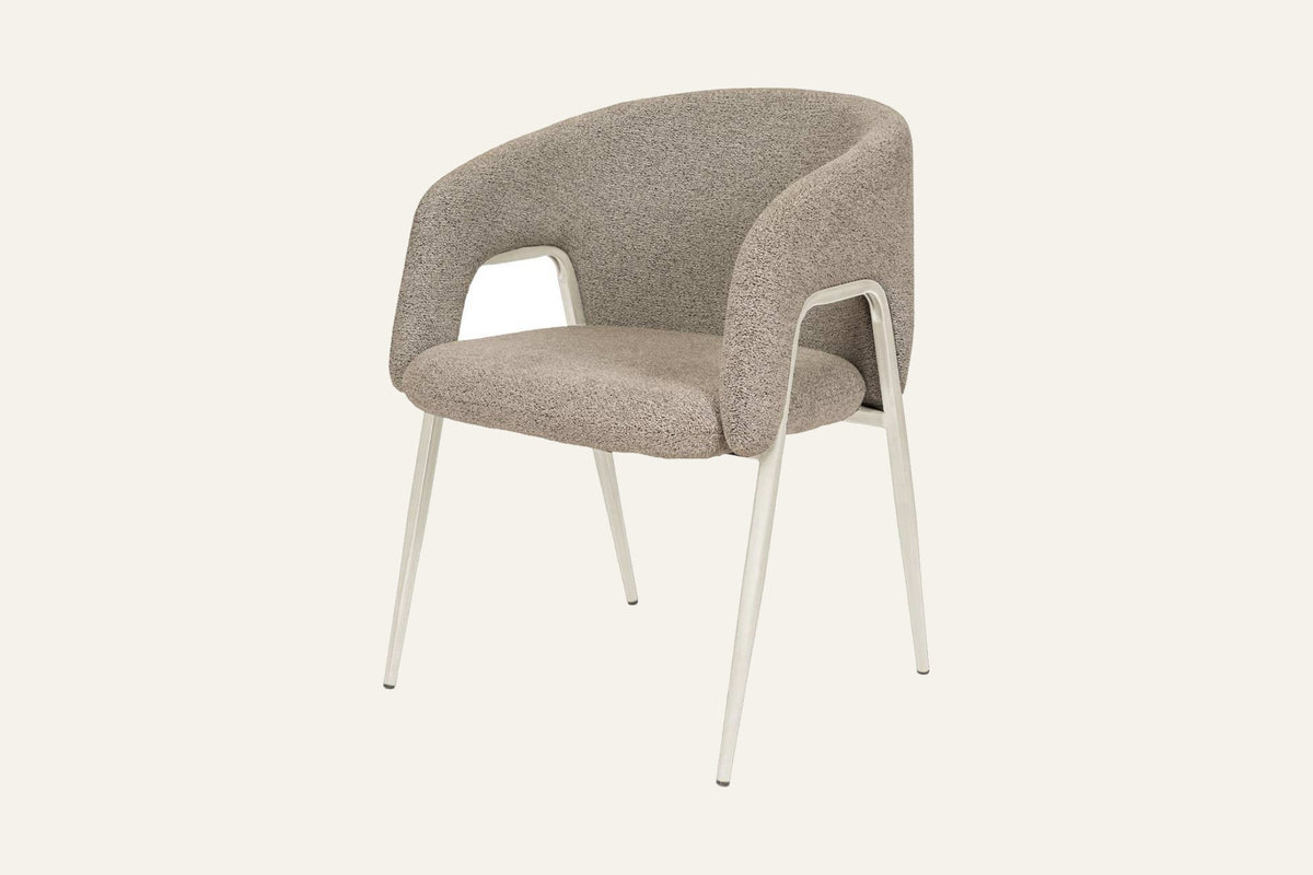 The Monopoli Dining Chair in taupe, studio view, Kunal Trehan
