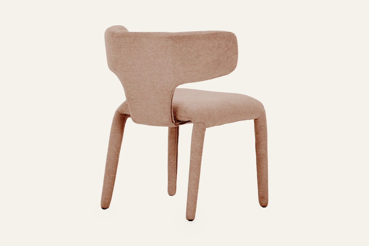 The Nemi Dining Chair in rosed taupe, back view
