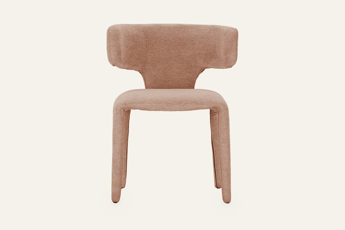 The Nemi Dining Chair in rosed taupe, front view
