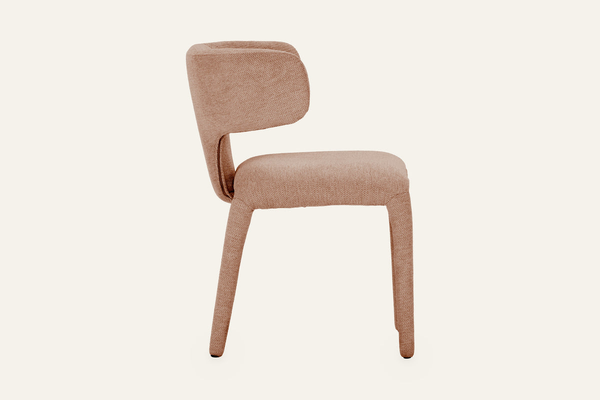 The Nemi Dining Chair in rosed taupe, side view