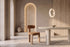 The Orta Dining Chair in terracotta, upholstered dining chair on a wooden frame, styled in a room