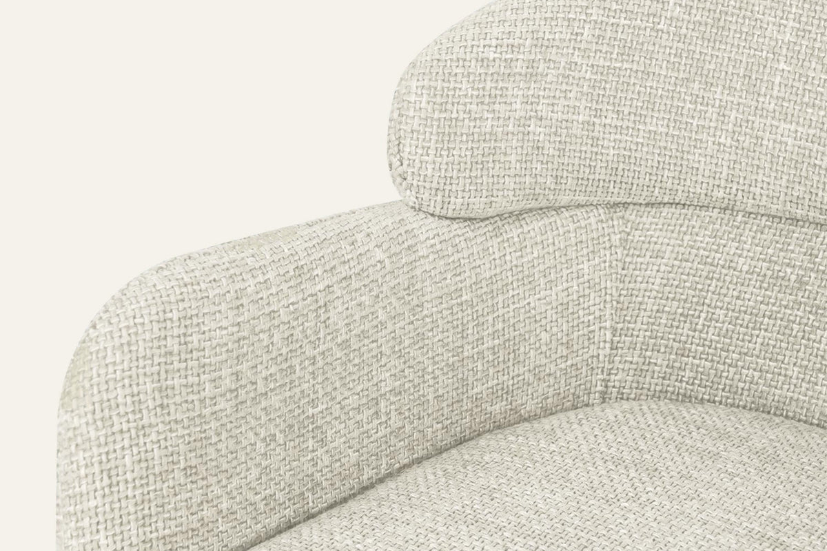 The Recco Counter Stool, close-up of the textured beige fabric