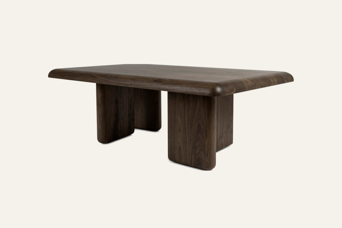 The Tremezzo Coffee Table in walnut, angled view