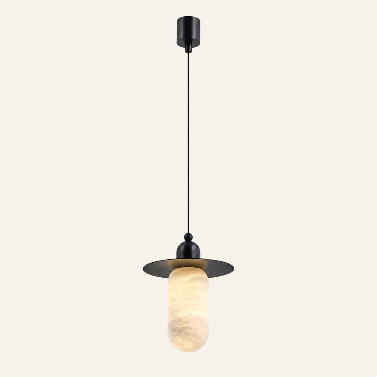 The Lume alabaster pendant light in black