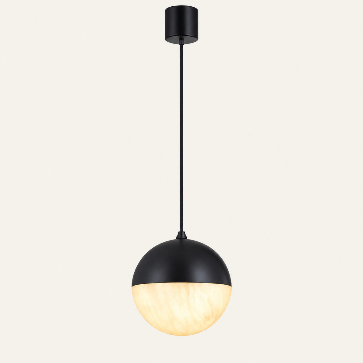 The Mezza alabaster pendant light, Ø12cm in black