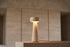 The Obelisco Travertine Table Lamp, lifestyle close-up