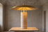 The Ombrello Travertine Table Lamp, lifestyle close-up