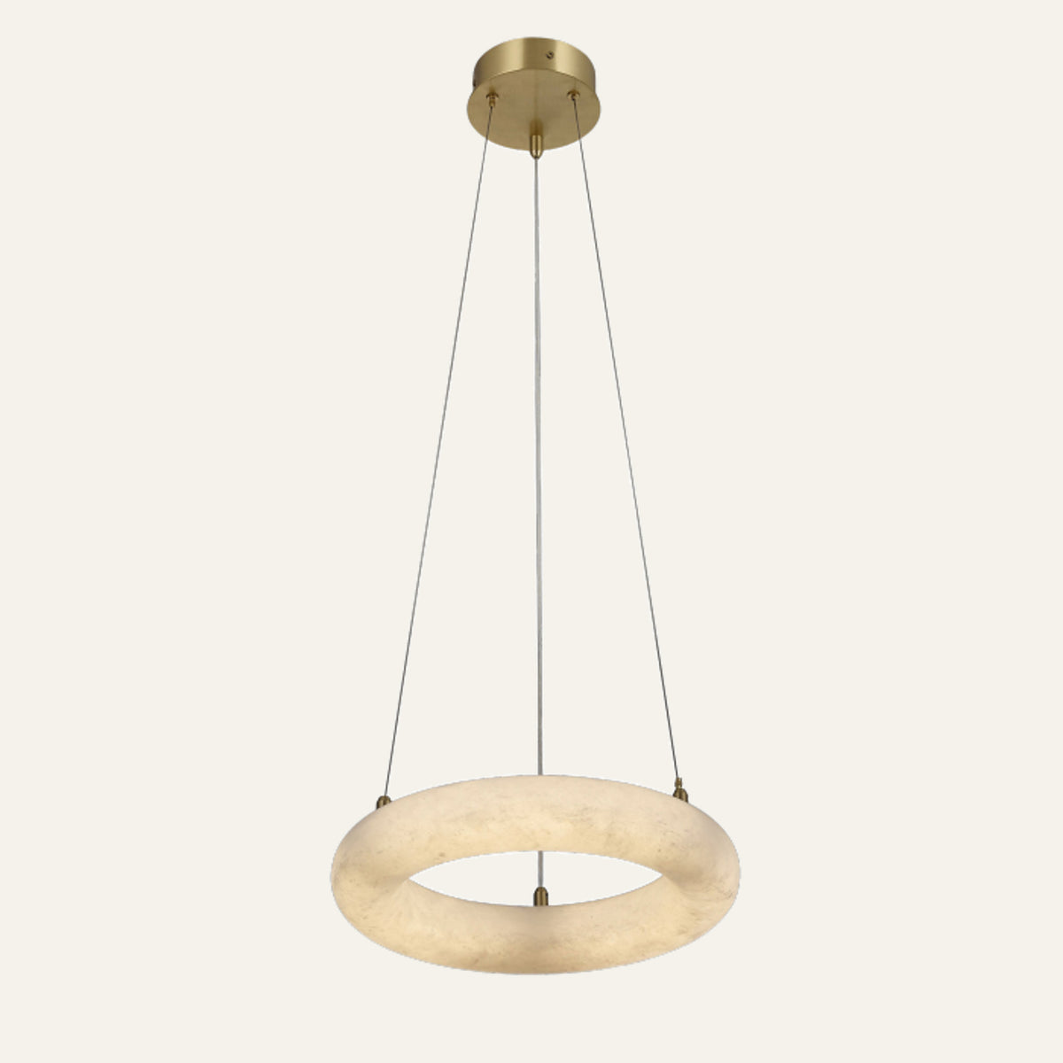 The Orbita alabaster chandelier, single ring Ø34cm in brass