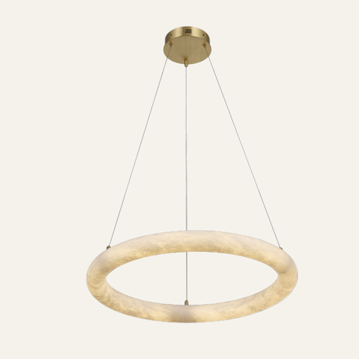 The Orbita alabaster chandelier, single ring Ø49cm in brass