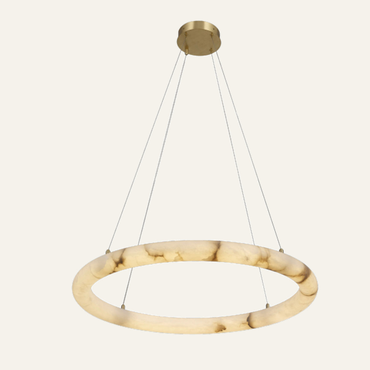 The Orbita alabaster chandelier, single ring Ø64cm in brass