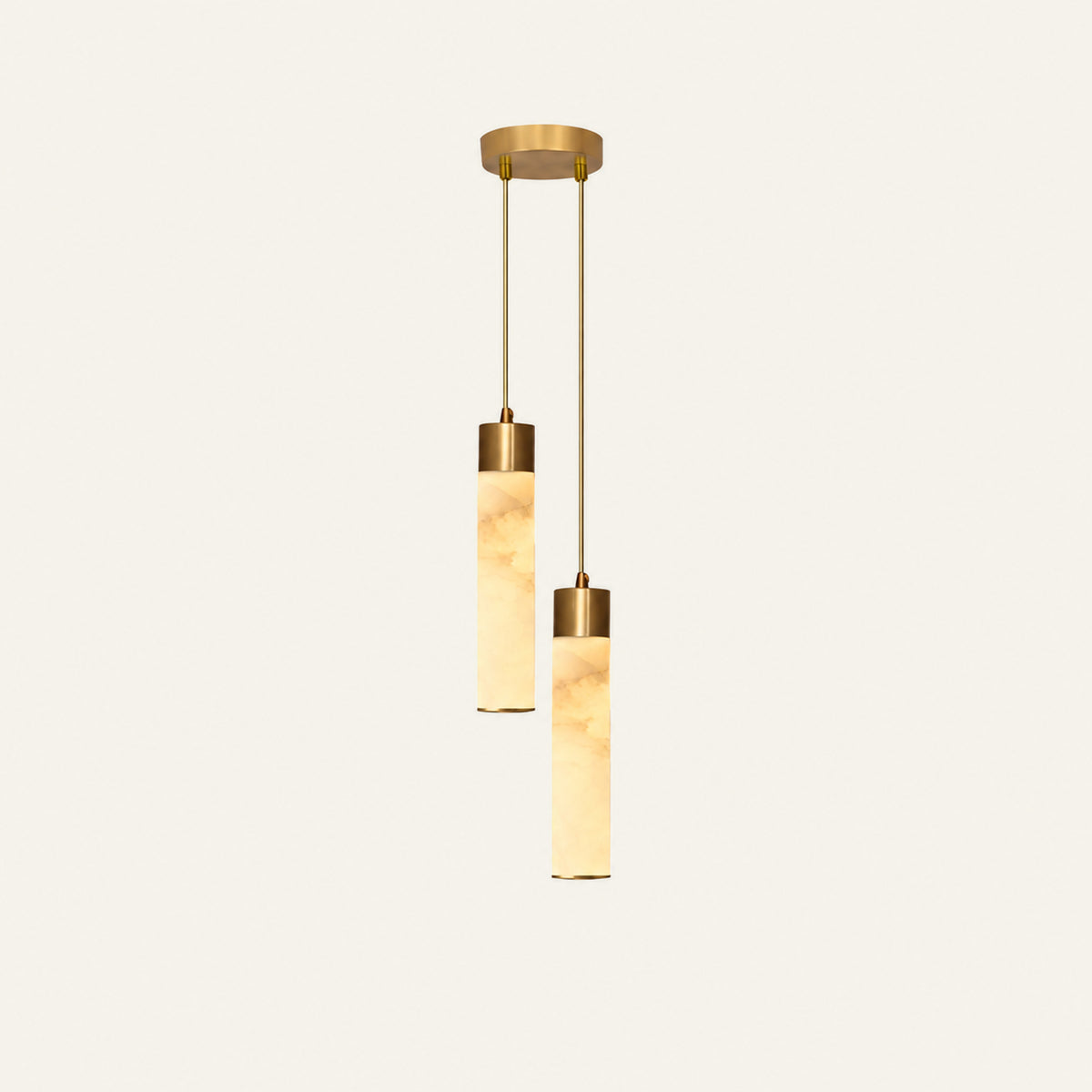 The Organo alabaster pendant light, cluster of two in brass