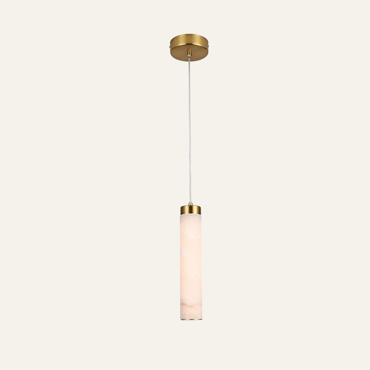 The Organo alabaster pendant light, single pendant in brass