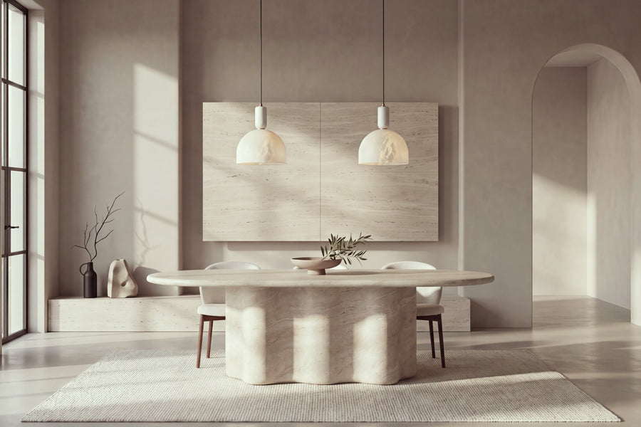 The Ortigia Travertine Finish Dining Table