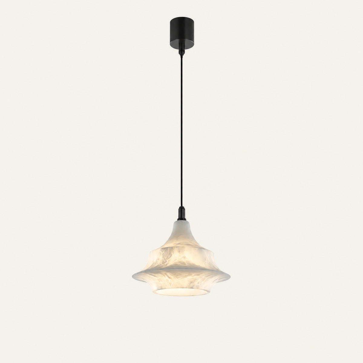 The Pagoda alabaster pendant light with a tiered stone shade
