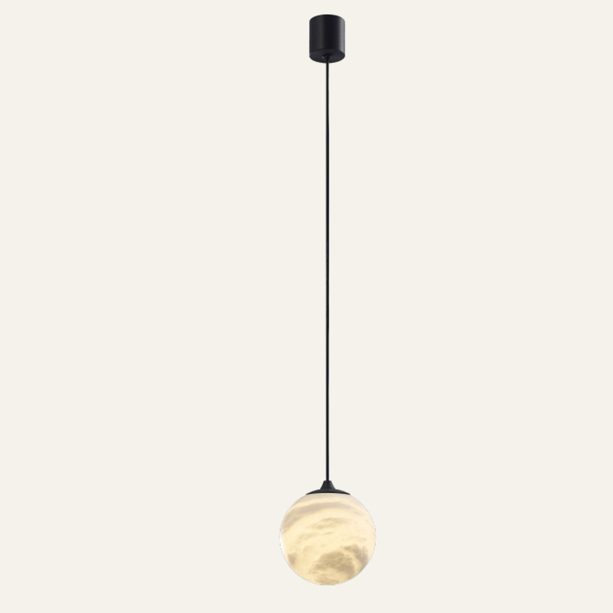 The Perla alabaster pendant light, Ø10cm in black