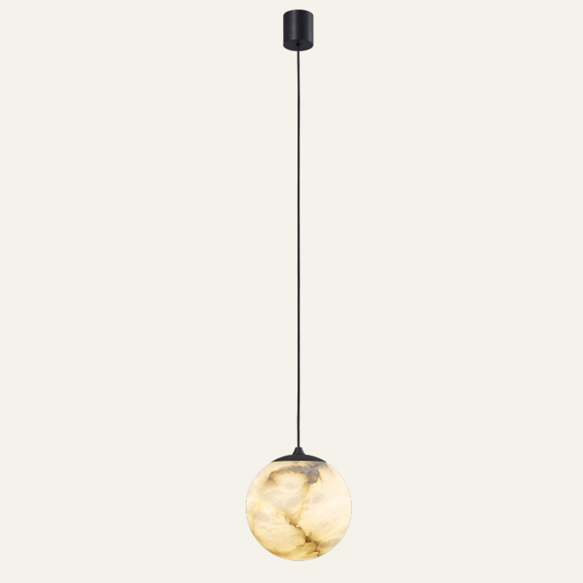 The Perla alabaster pendant light, Ø15cm in black