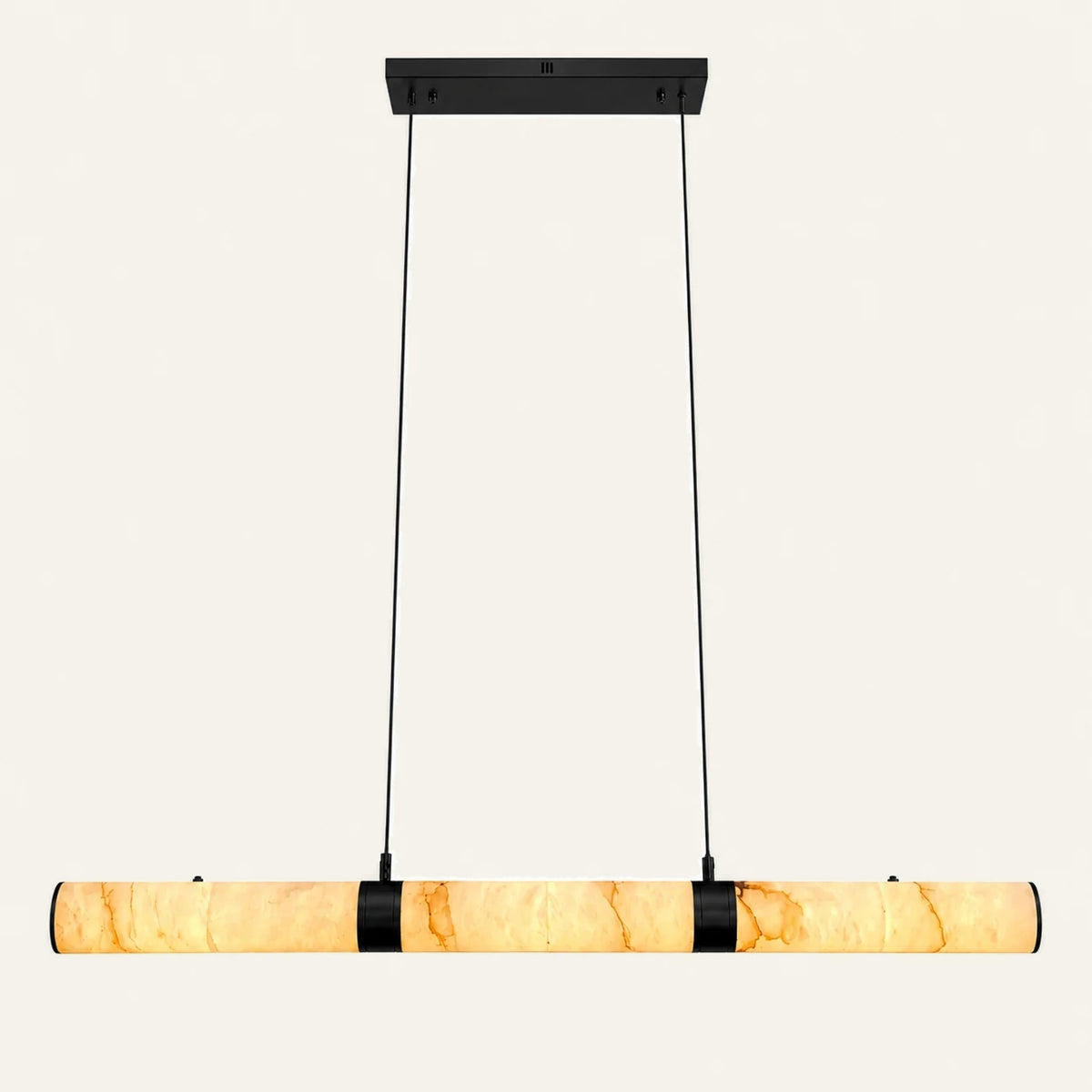 The Ponte alabaster linear pendant light, L80cm in black