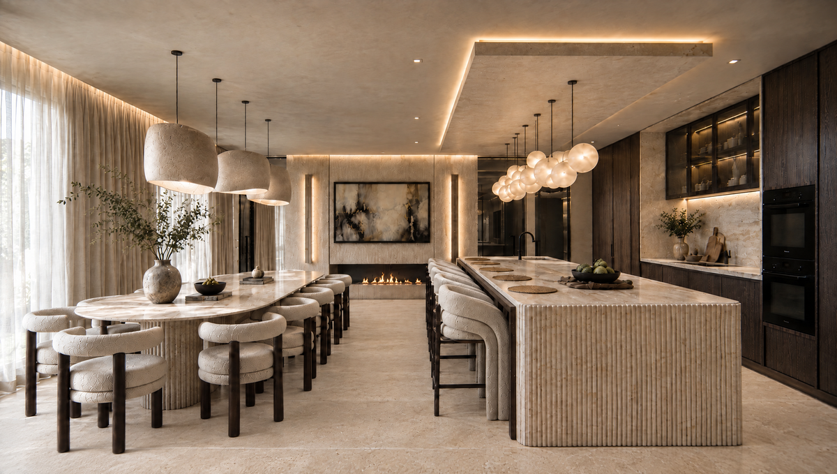 Kitchen and dining, Mottram St Andrew, Cheshire. Interior design by Kunal Trehan