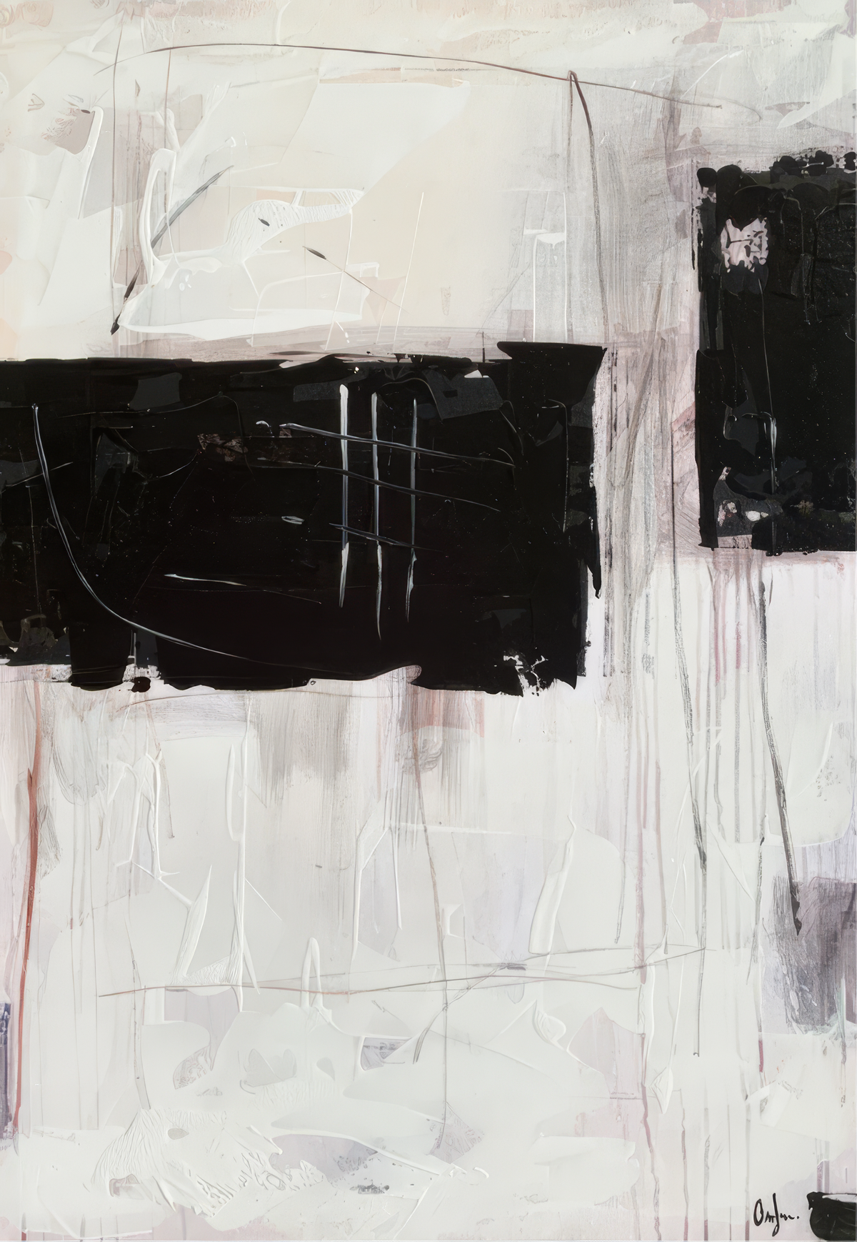 Sartoria 2 Canvas Artwork in inky black on pale ground, full view of the original artwork