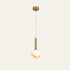 The Stelo alabaster pendant light, Ø10cm in brass, lit