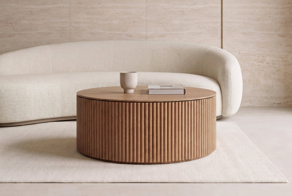 The Barga Fluted Coffee Table in a living room setting