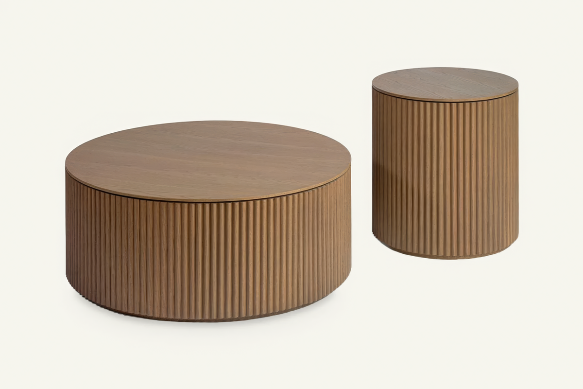 The Barga Fluted Coffee Table with the Barga Fluted Side Table