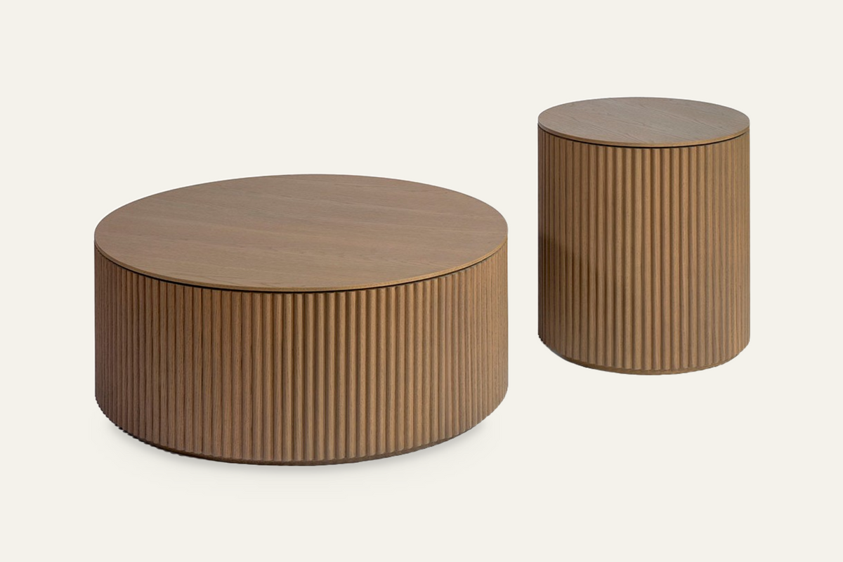 The Barga Fluted Side Table with the Barga Fluted Coffee Table