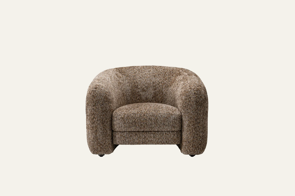 The Belluno Accent Chair in textured bouclé, front view