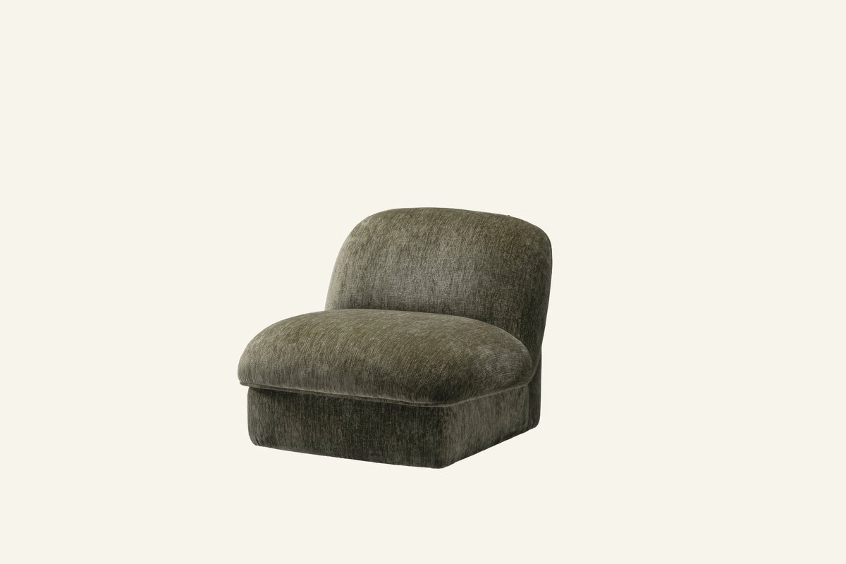 The Bosco Accent Chair in sage green chenille, front view