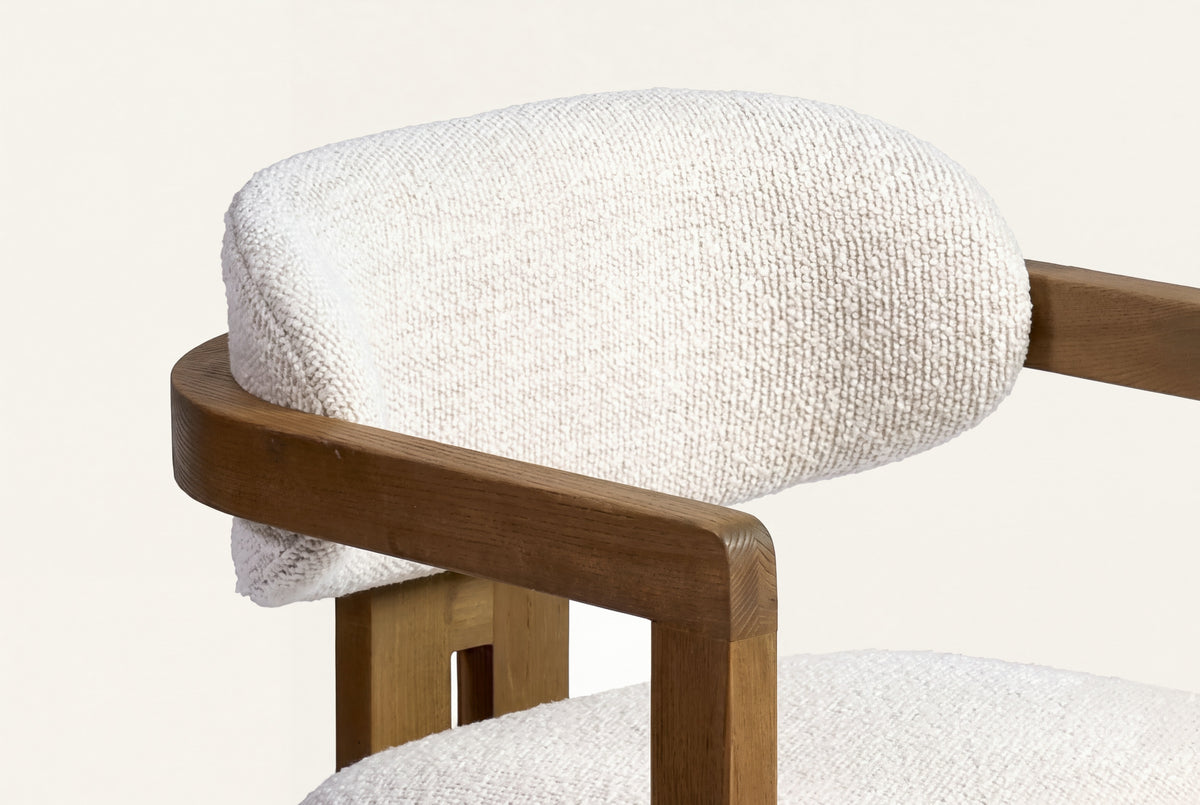 The Gubbio Dining Armchair, arm and upholstery detail