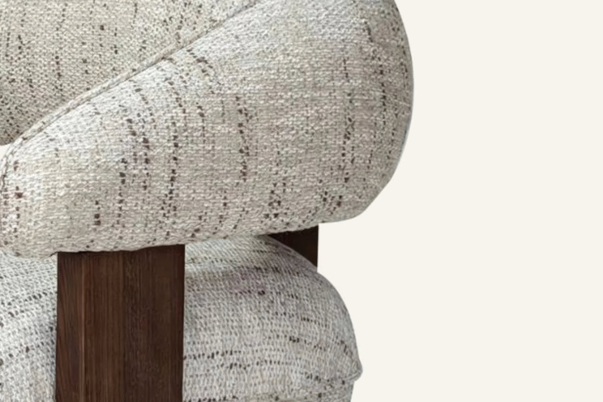 The Lerici Accent Chair, arm and wood leg detail