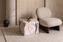 The Luni Marble Side Table in a living room setting
