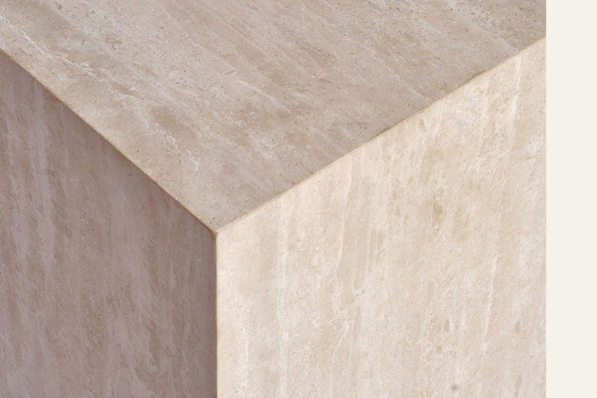 The Luni Travertine Side Table, detail