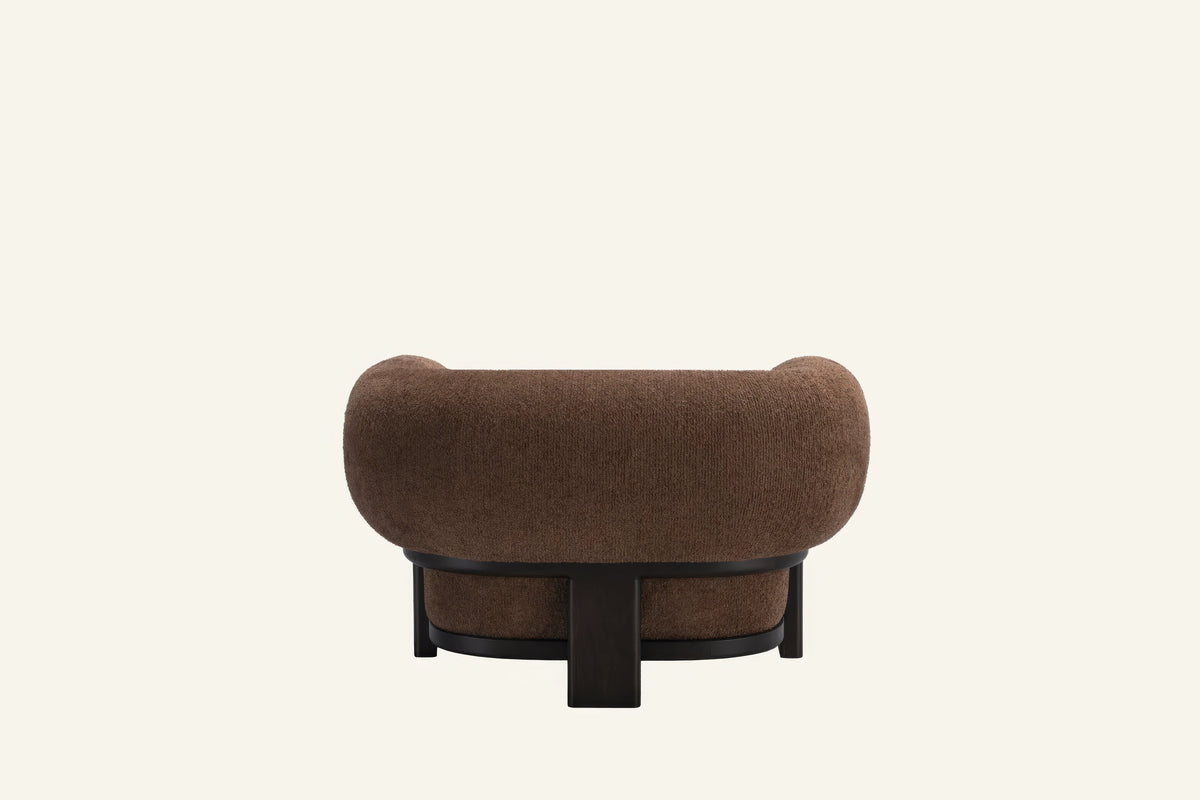 The Matera Accent Chair in cocoa bouclé, back view