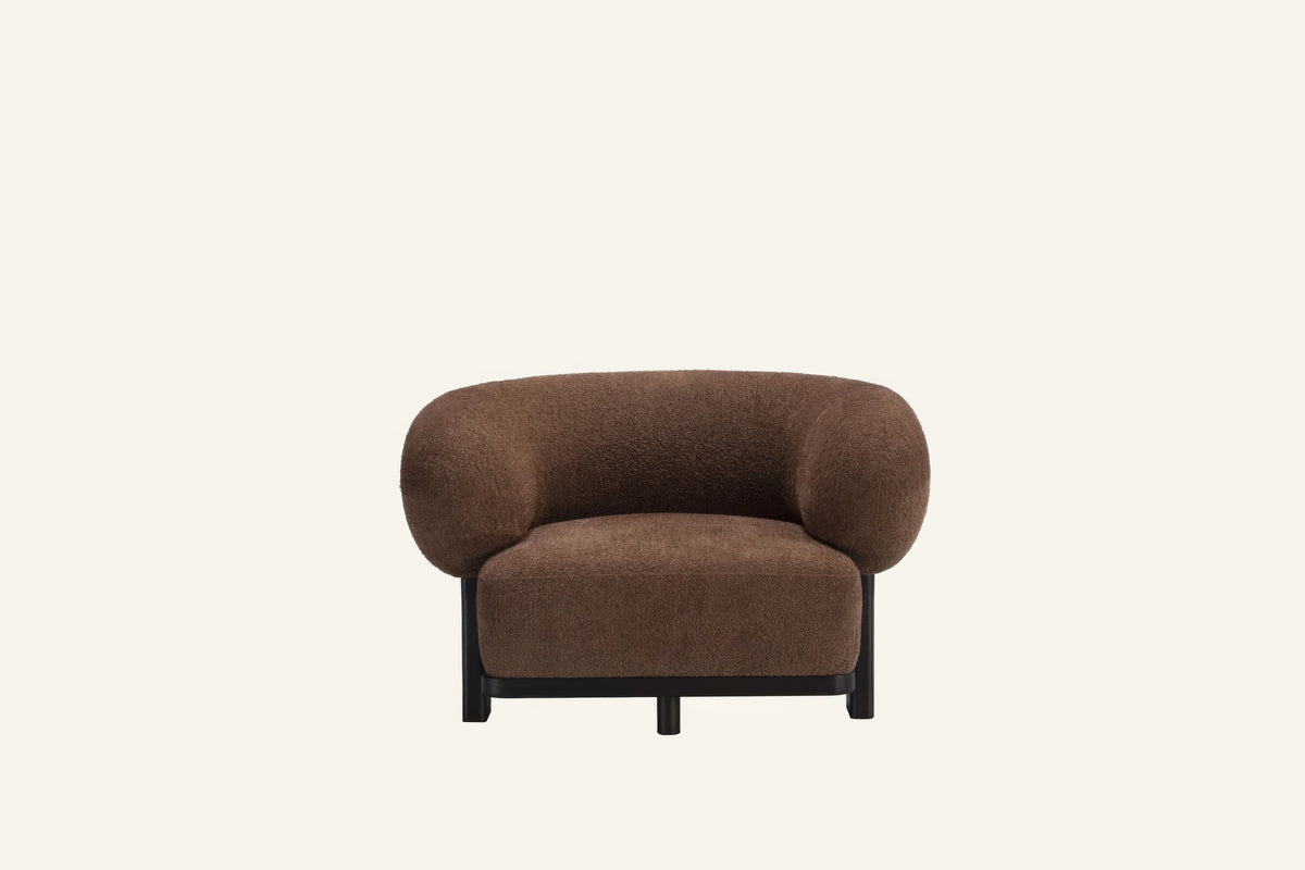 The Matera Accent Chair in cocoa bouclé, front view