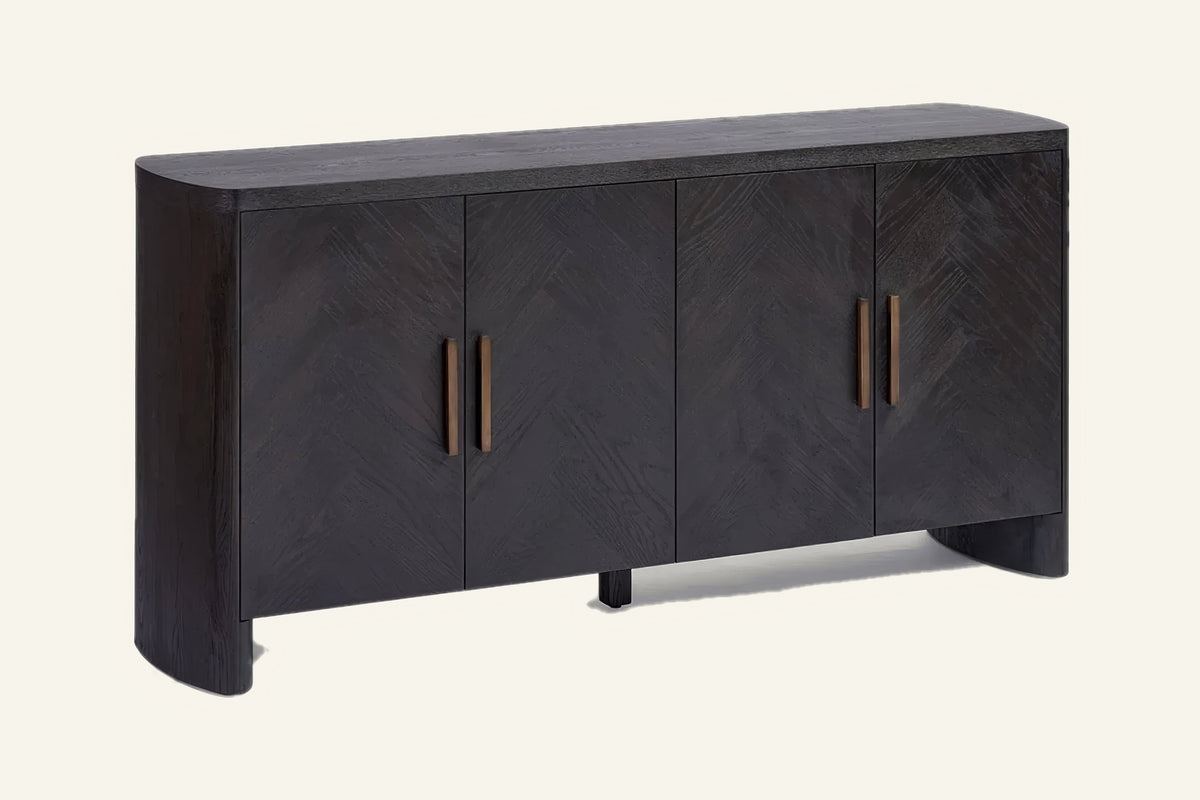 The Montalcino Herringbone Sideboard, angled view