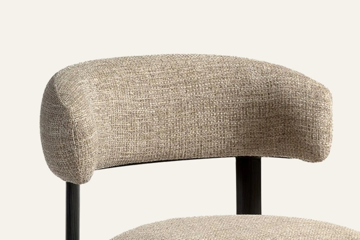 The Narni Dining Chair, bolster back and fabric detail