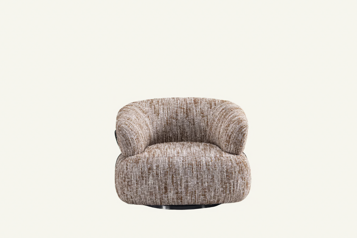 The Orvieto Swivel Chair in textured fabric, front view