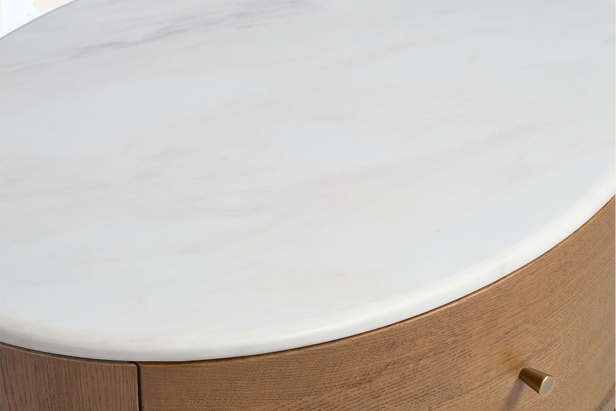 The Ostuni Oak and Stone Bedside Table, detail