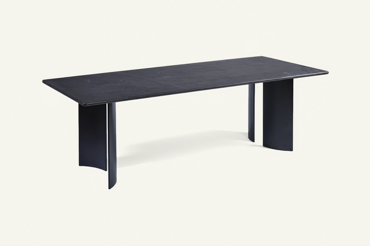 The Pesaro Stone Dining Table, angled view