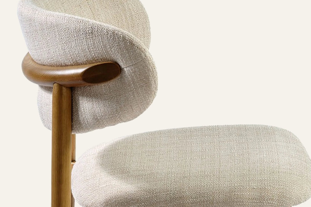The Pienza Dining Chair, oak support and upholstery detail
