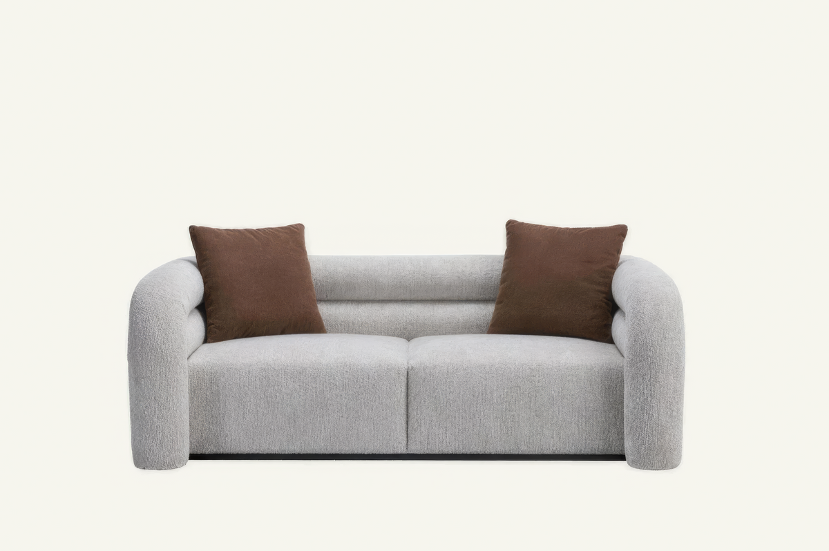 The Portofino Sofa 2-seater in textured weave, front view