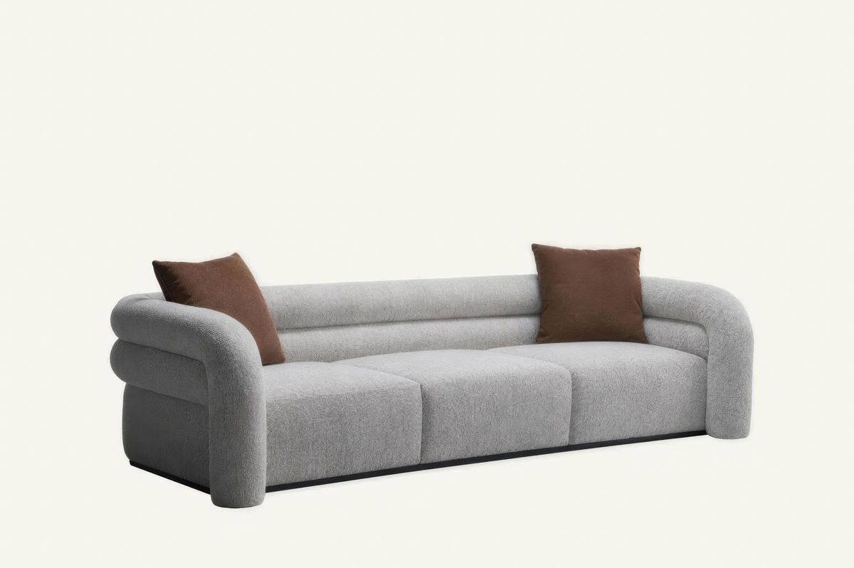 The Portofino Sofa 3-seater in textured weave, angled view
