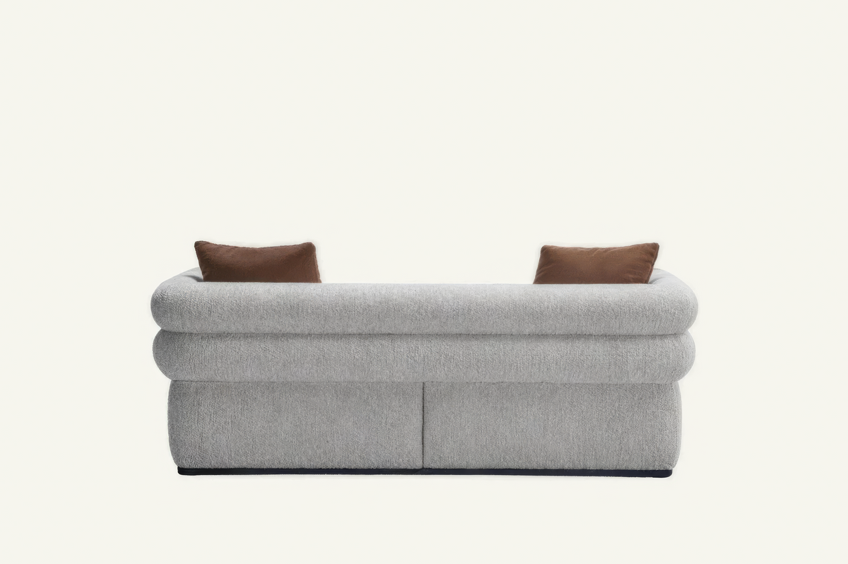 The Portofino Sofa in textured weave, back view