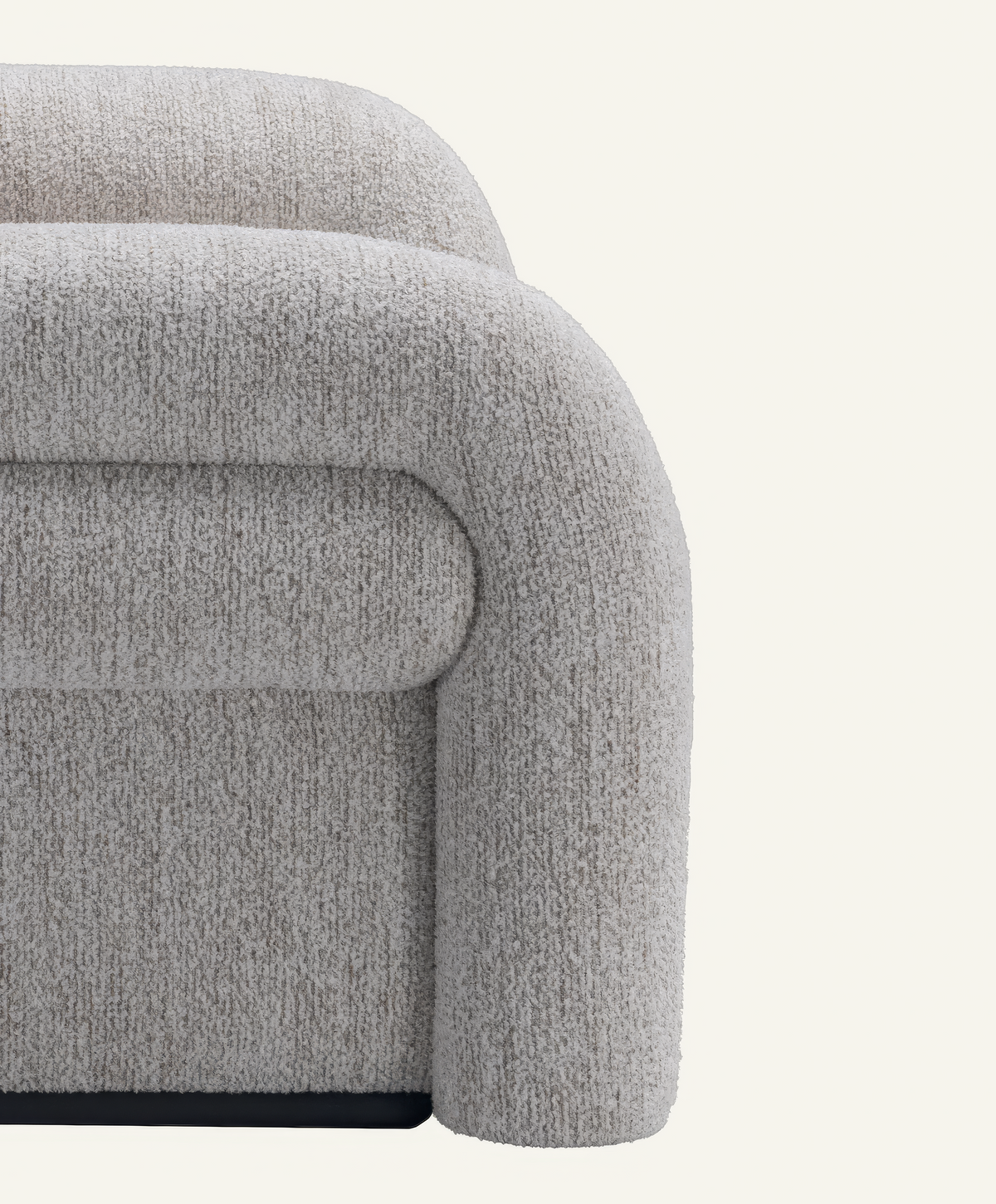 The Portofino Sofa rolled arm and textured weave detail